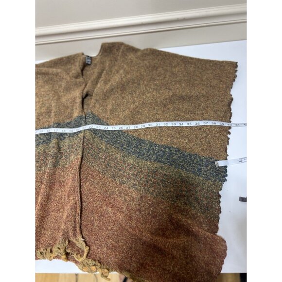 Celtic Ruana Shawl Turf Brown Irish Handwoven Lambswool Knit Warm Outdoor - Picture 5 of 7
